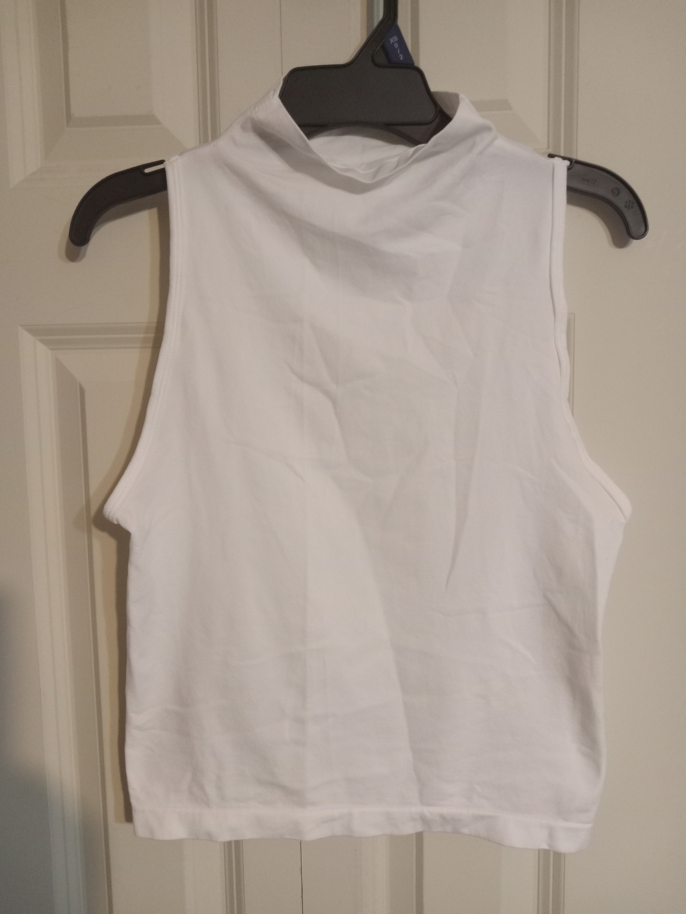Women's White Sleeveless Mock Neck Tank Top